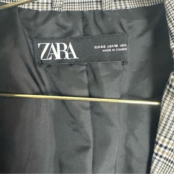 Zara Plaid Single Button Blazer Jacket Size 10 - Picture 4 of 5